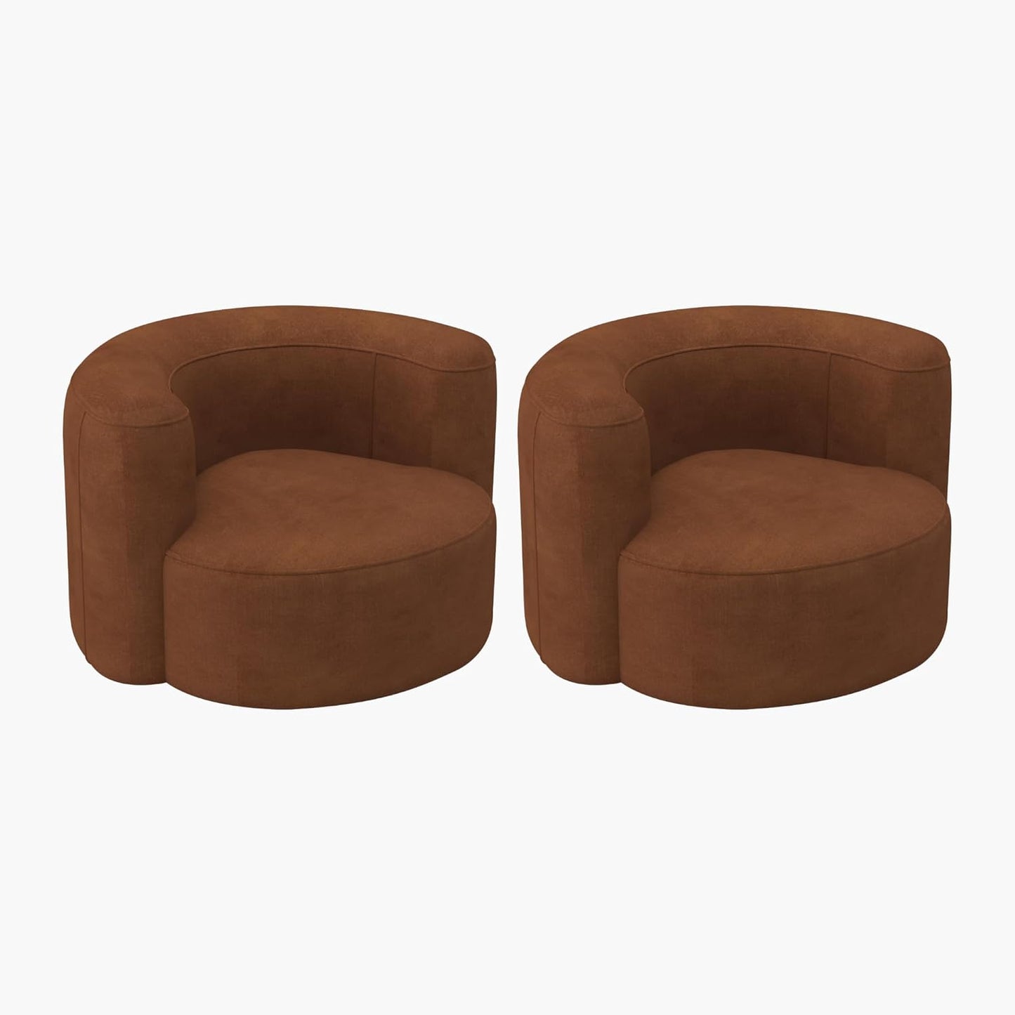 Acanva Luxury Modern Tight Curved Back Velvet Sofa, Minimalist Style Comfy Couch for Living Room Apartment Reception Space, Tangerine Single Chair Set of 2