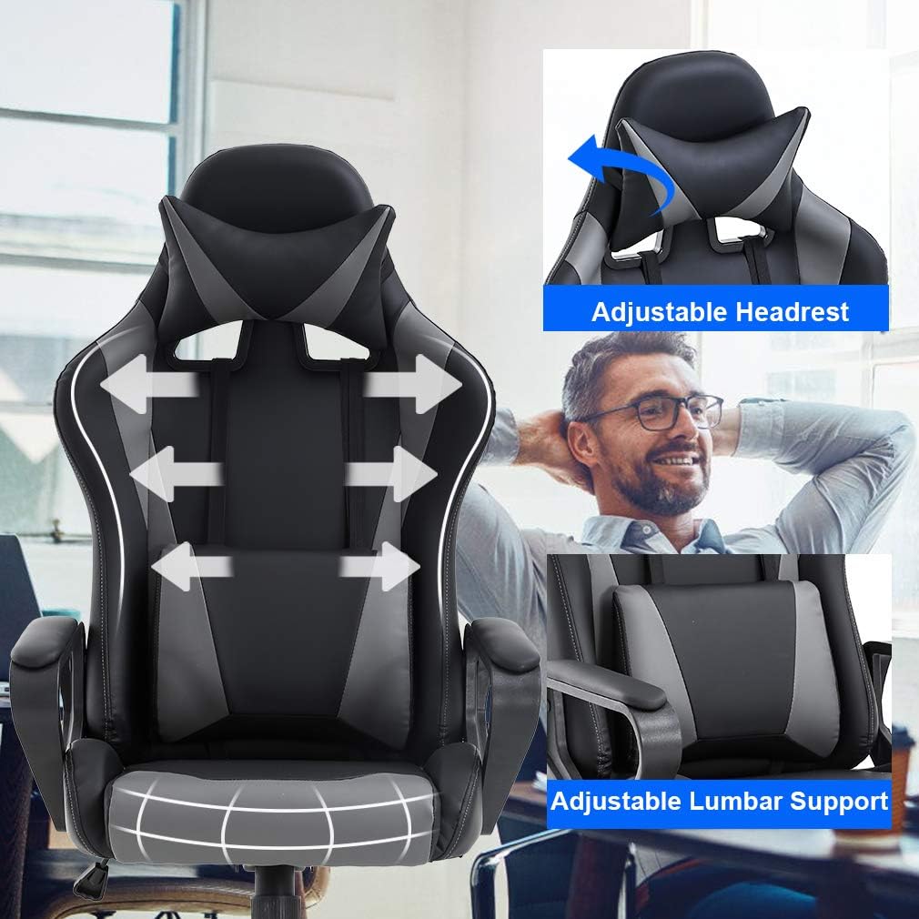 PC Gaming Chair Ergonomic Office Chair Cheap Desk Chair Executive Task Computer Chair Back Support Modern Executive Adjustable Arms Rolling Swivel Chair for Women, Men