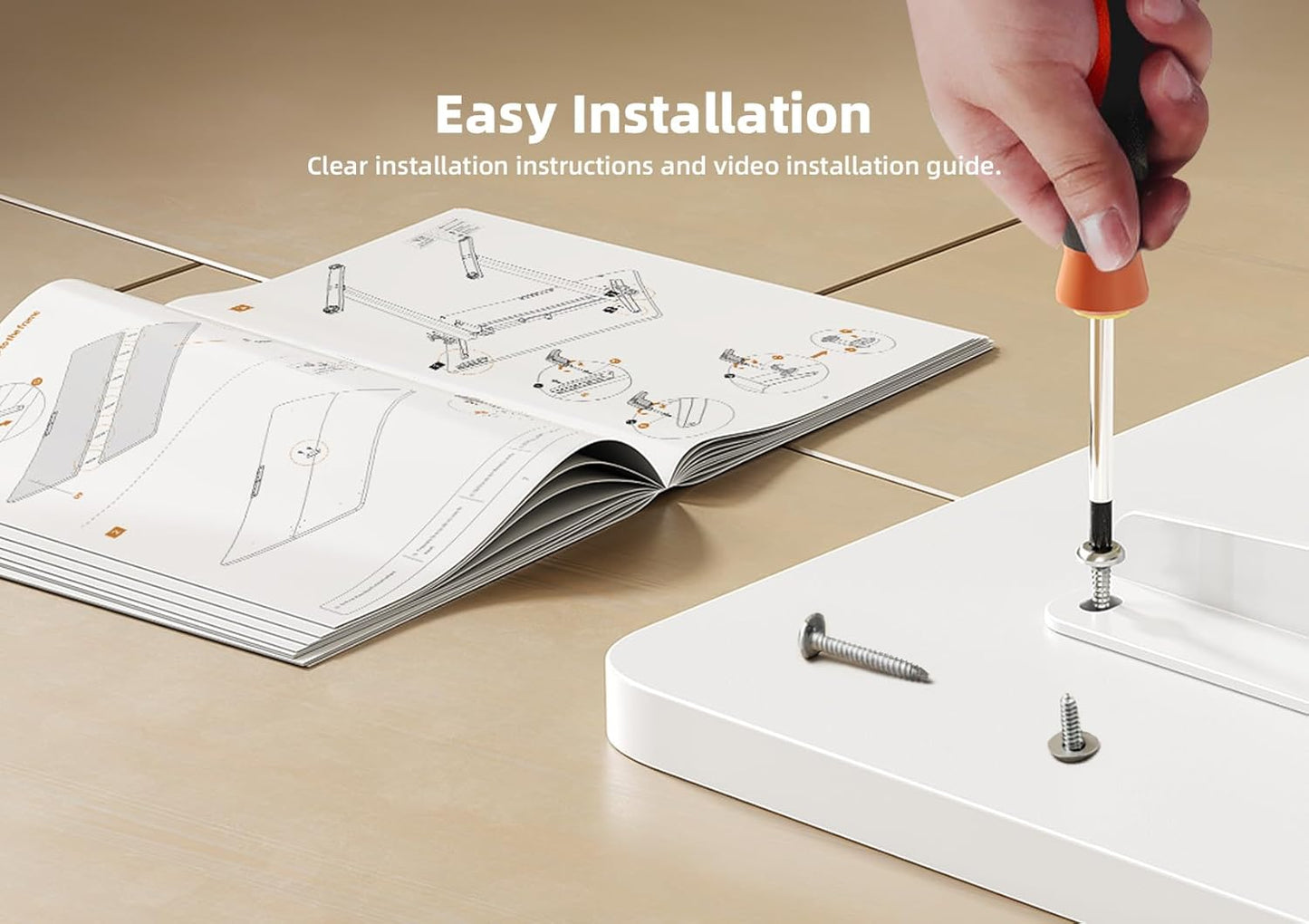 YDN Standing Desk with Drawers, 48 x 24 Inch Electric Adjustable Height Stand Up Desk, Sit Stand for Home Office, White
