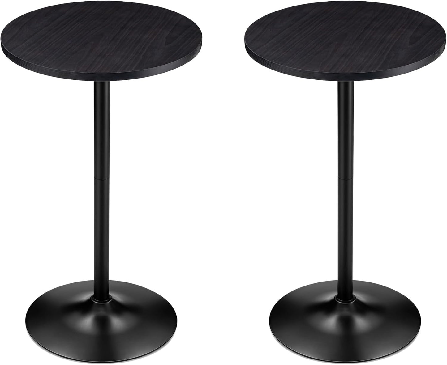 Glitzhome 39.5" H Set of 2 Pub Table Round Bar Table Wood Top with Black Metal Leg and Base,Charcoal Gray Walnut Veneer Finish Cocktail Table for Kitchen Island,Bistro,Restaurant (Charcoal Gray)