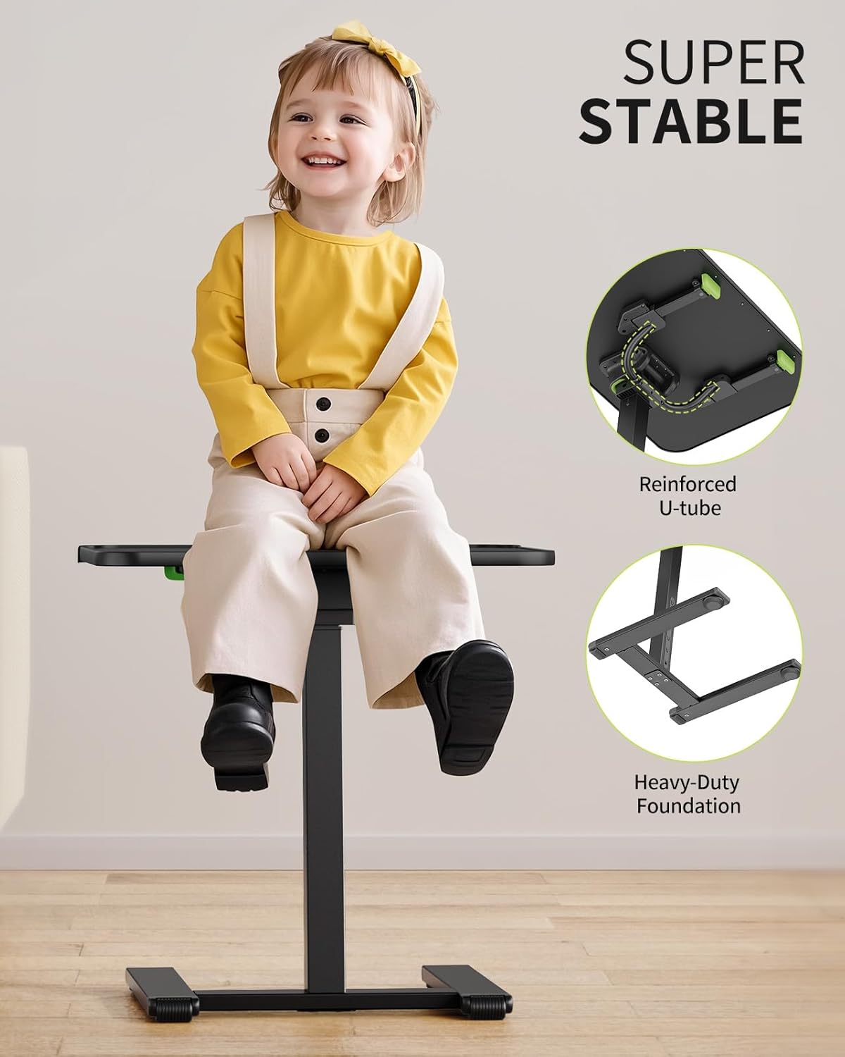 SAIJI Mobile TV Tray Table, Heavy Duty Metal TV Trays for Eating on Couch, Height & Angle Adjustable Desk for Bed, Sofa, Recliner, Portable Small Foldable Tables