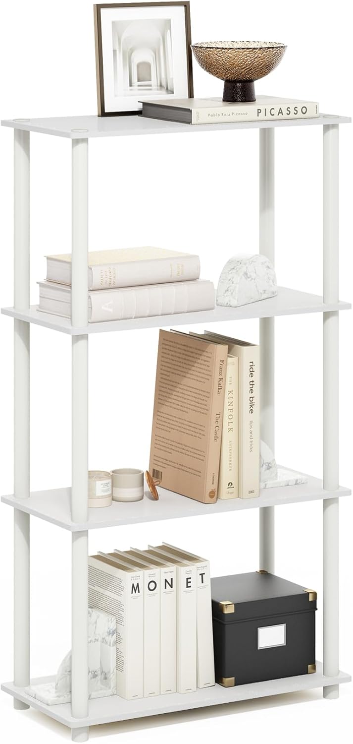 Furinno Turn-N-Tube 3-Tier Compact Multipurpose Shelf Display Rack, White/White, Set of 2
