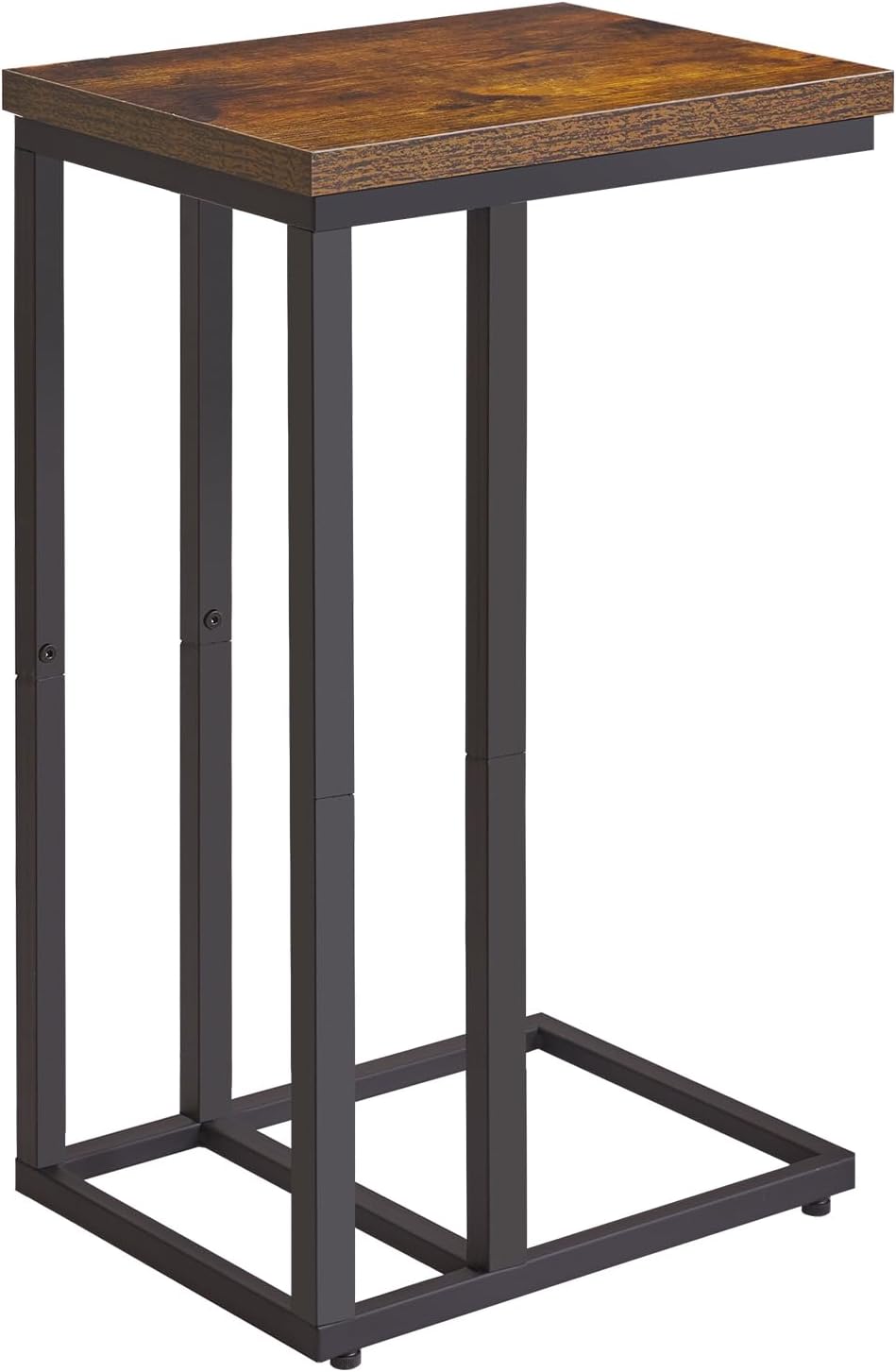Side Table Small End Table C Shaped, Slide Under Laptop Desk for Couch, Living Room Side Table, TV Trays for Eating on Couch, Rustic Brown+Black YD-TM051HB