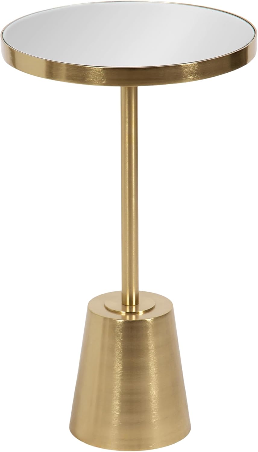 Kate and Laurel Tira Elegant Round Mirrored Side Table, 14 x 14 x 24, Gold, Modern Glam Circle End Table for Use as Bedroom Nightstand or Living Room Plant Stand Table
