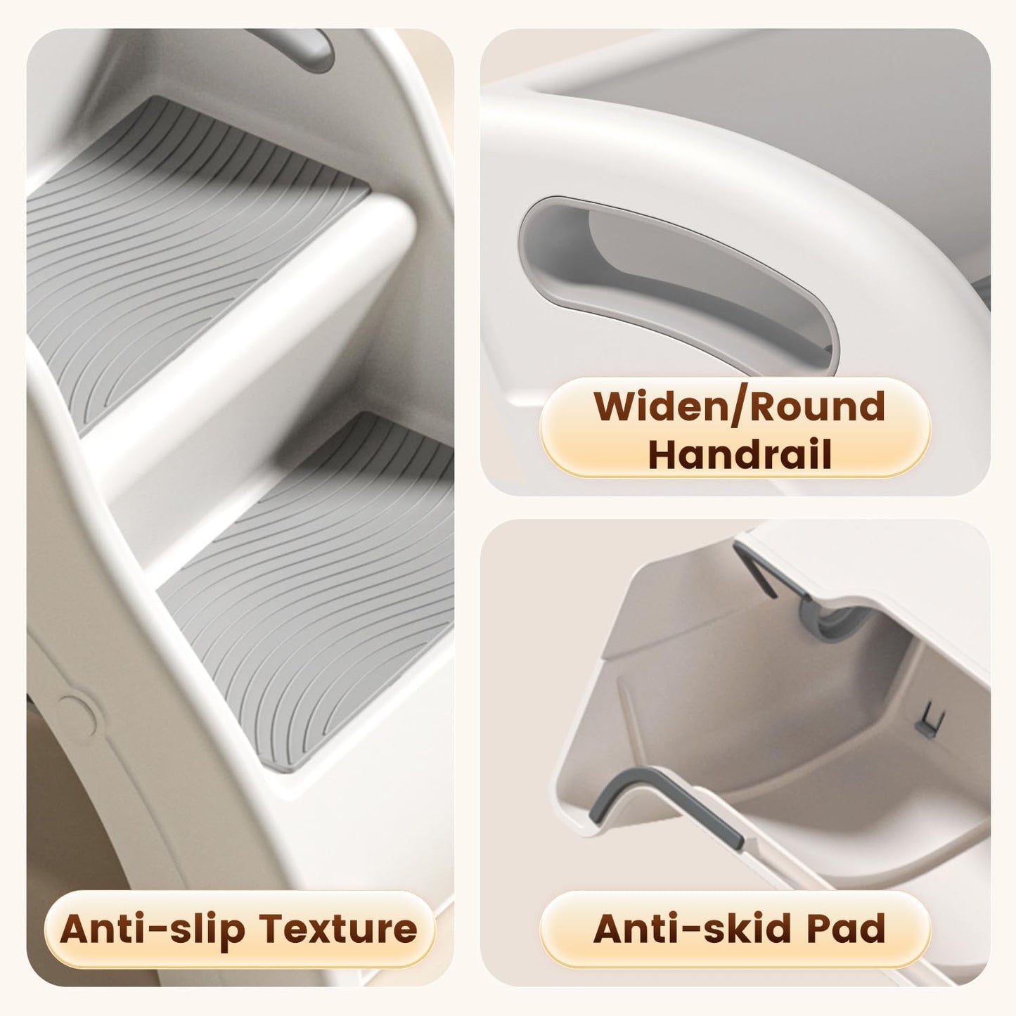 Toddler Step Stool for Bathroom Sink – Non-Slip Kids Step Stool, 100lbs Load Bearing Foldable Toddler Stool for Bathroom with Handles and Anti-Tip Design - Potty Training Stool for Ages 2+