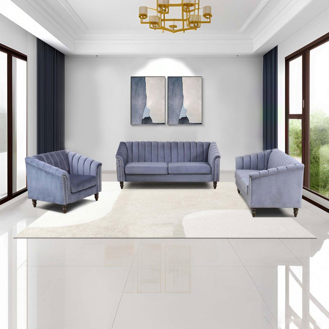 Accent Chair, Single Couch Chair with Style Button Tufted, Scroll Arms and Nailhead for Living Room, Office, Apartment, Grey