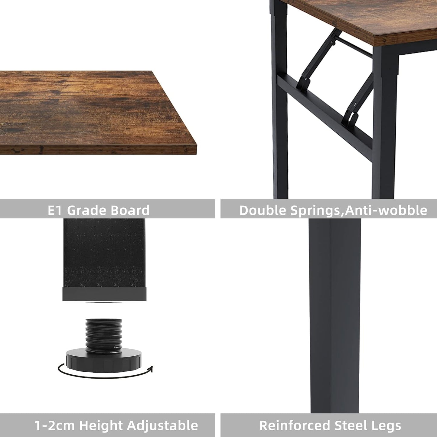 DlandHome Reversible L-Shaped Desk Large Corner Desk Folding Table Computer Desk Home Office Table Computer Workstation,Retro-N