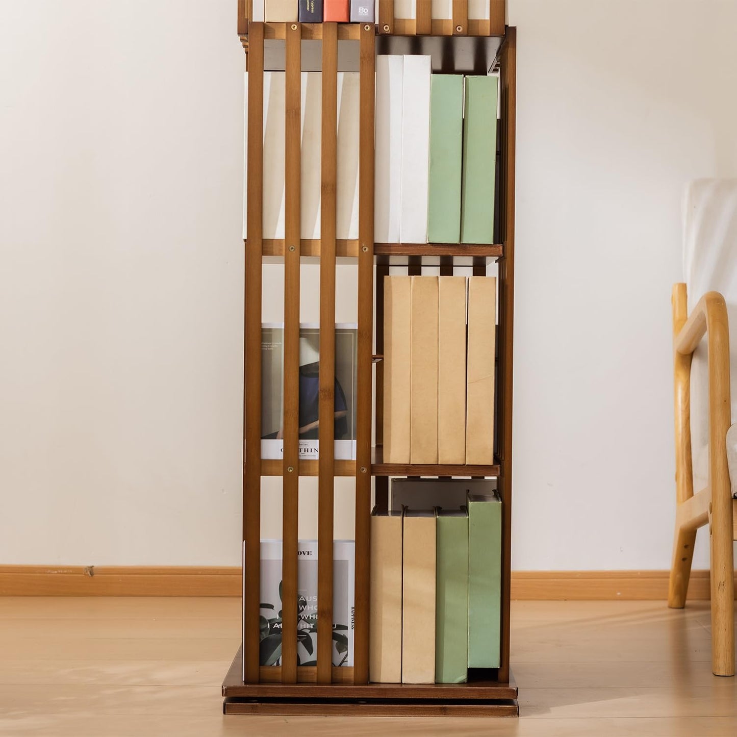 6 Tier Book Shelf,Modern Bookshelves Organizer,Walnut