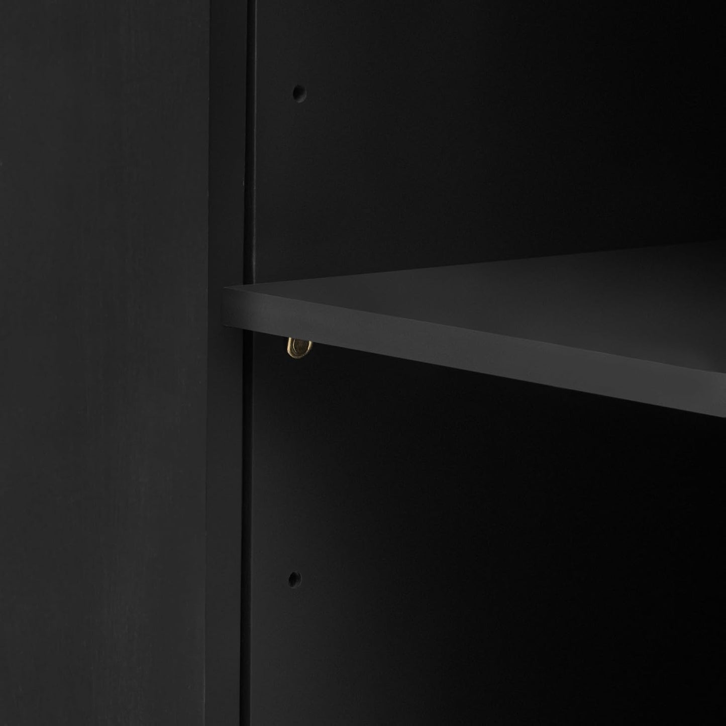 Merax 63" Large Sideboard, Vertical Striped Storage Cabinet with 4 Door, Metal Handles, Adjustable Shelf, Suitable for Study, Entryway and Living Room, Black