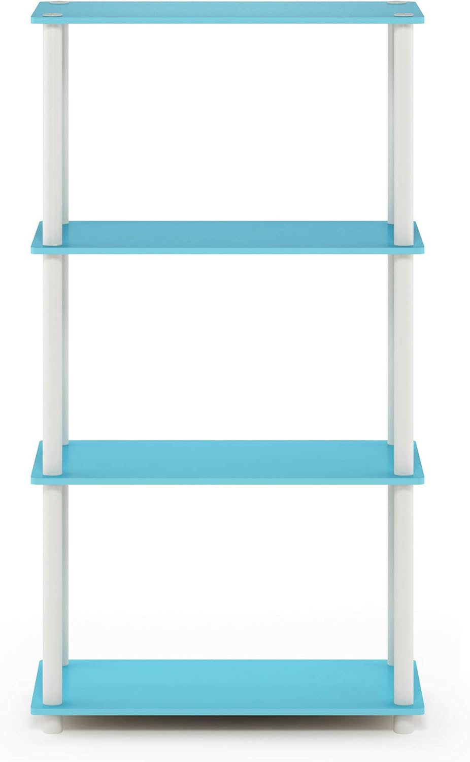 Furinno Turn-N-Tube 4-Tier Multipurpose Shelf Display Rack, Round Tubes, Light Blue/White