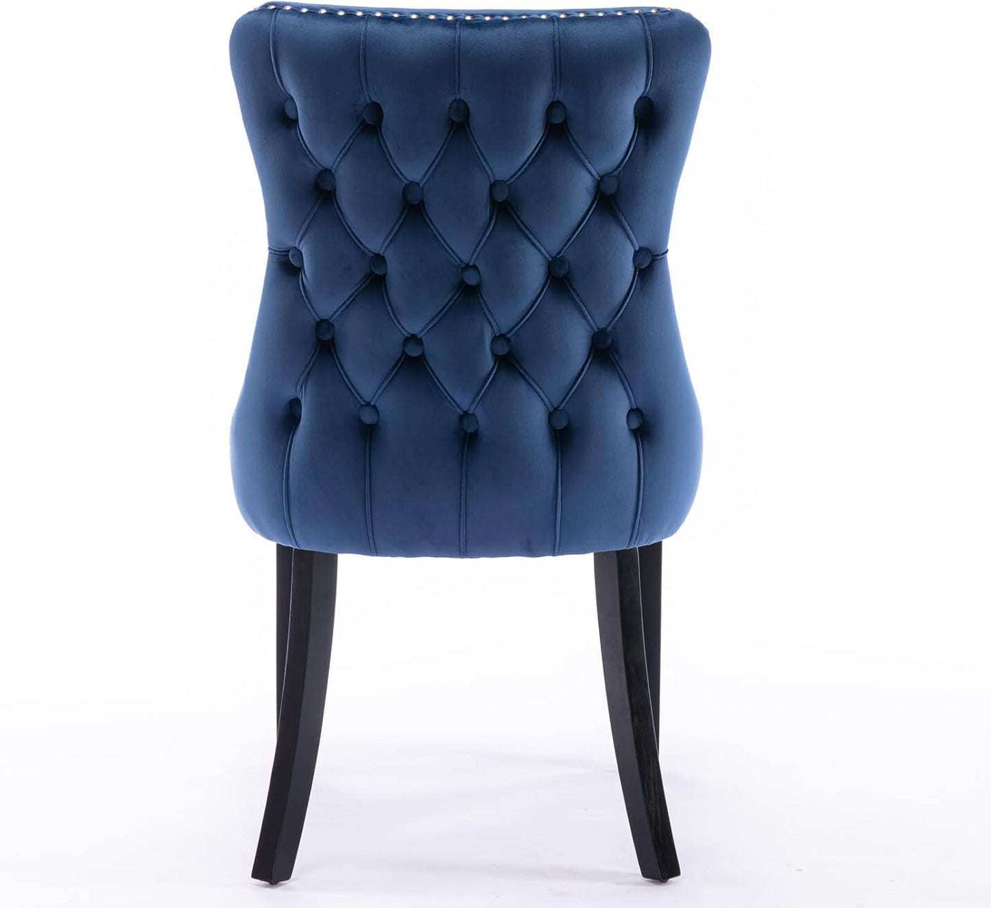 PacknWood Acosure Set of 2 Velvet Upholstered Wing-Back Dining Chair with Backstitching Nailhead Trim,Exquisite Furniture Stool W/Wood Legs,for Kitchen,Sitting Room,Blue