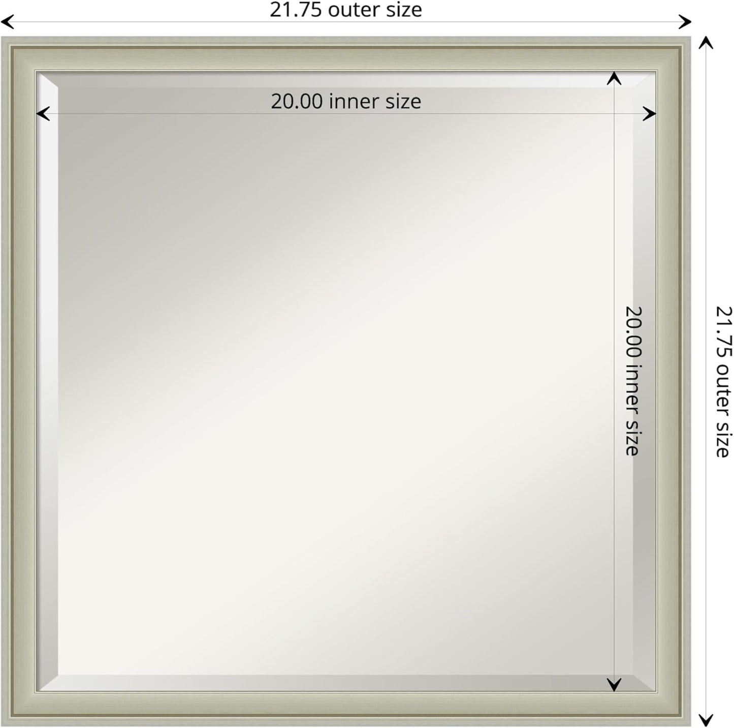 Amanti Art Silver Bathroom Mirror for Over Sink, 22x22 Florence Silver Square Vanity Mirror, Medium Casual Frame, Hangs Horizonally and Vertically, Bathroom Wall Decor, Beveled Edge from WI, USA
