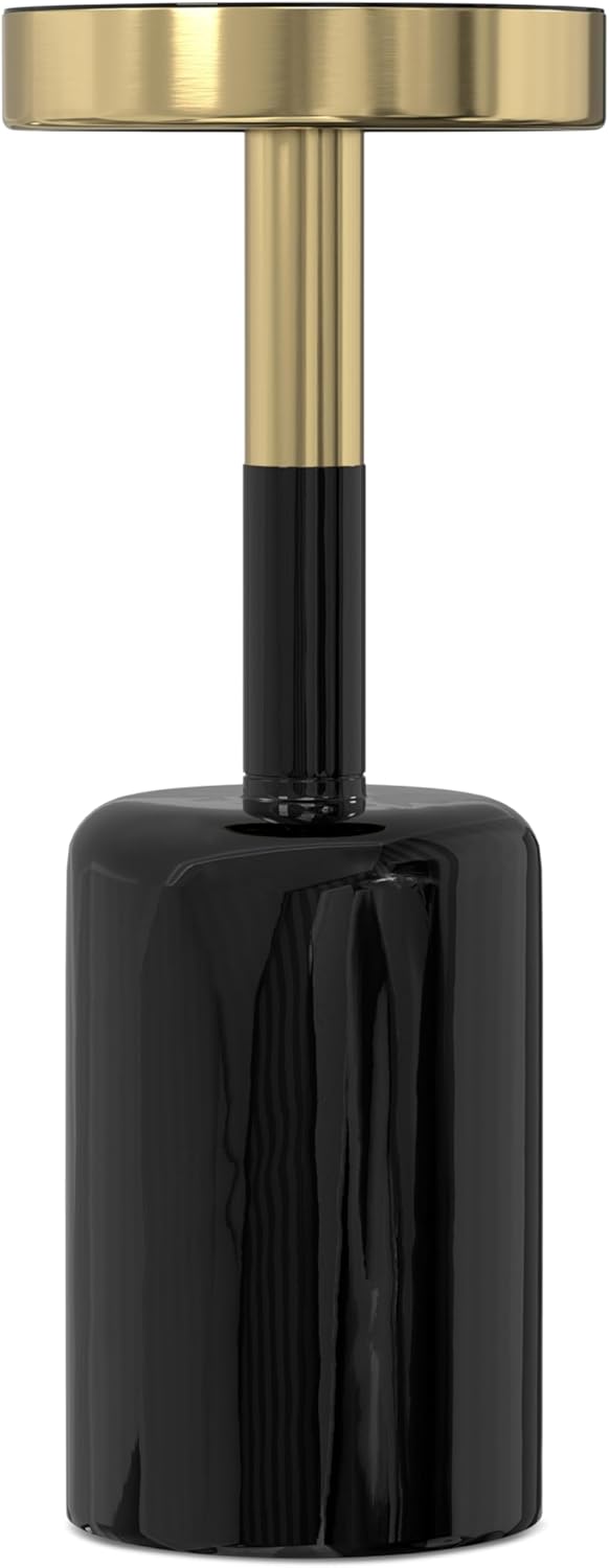 SIMPLIHOME Frannie Modern Contemporary 10 inch Wide Metal Side Table in Gold / Black for the Living Room and Bedroom