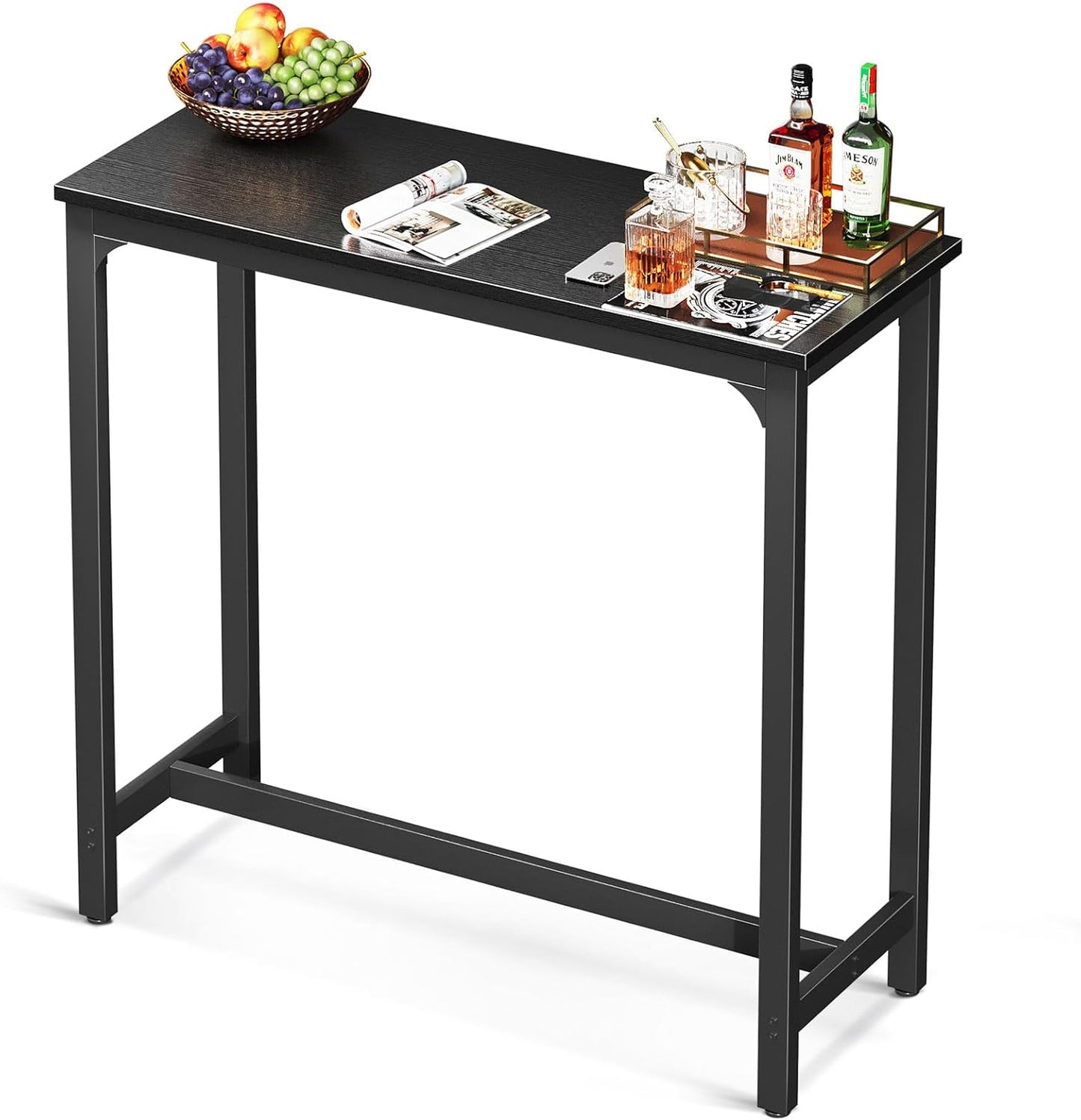 ODK 39 inch Bar Table, Bar Height Pub Table, Counter Height Bar Table, Rectangular High Top Kitchen & Dining Counter Tables with Sturdy Legs & Easy-to-Clean Top, Indoor use, Black
