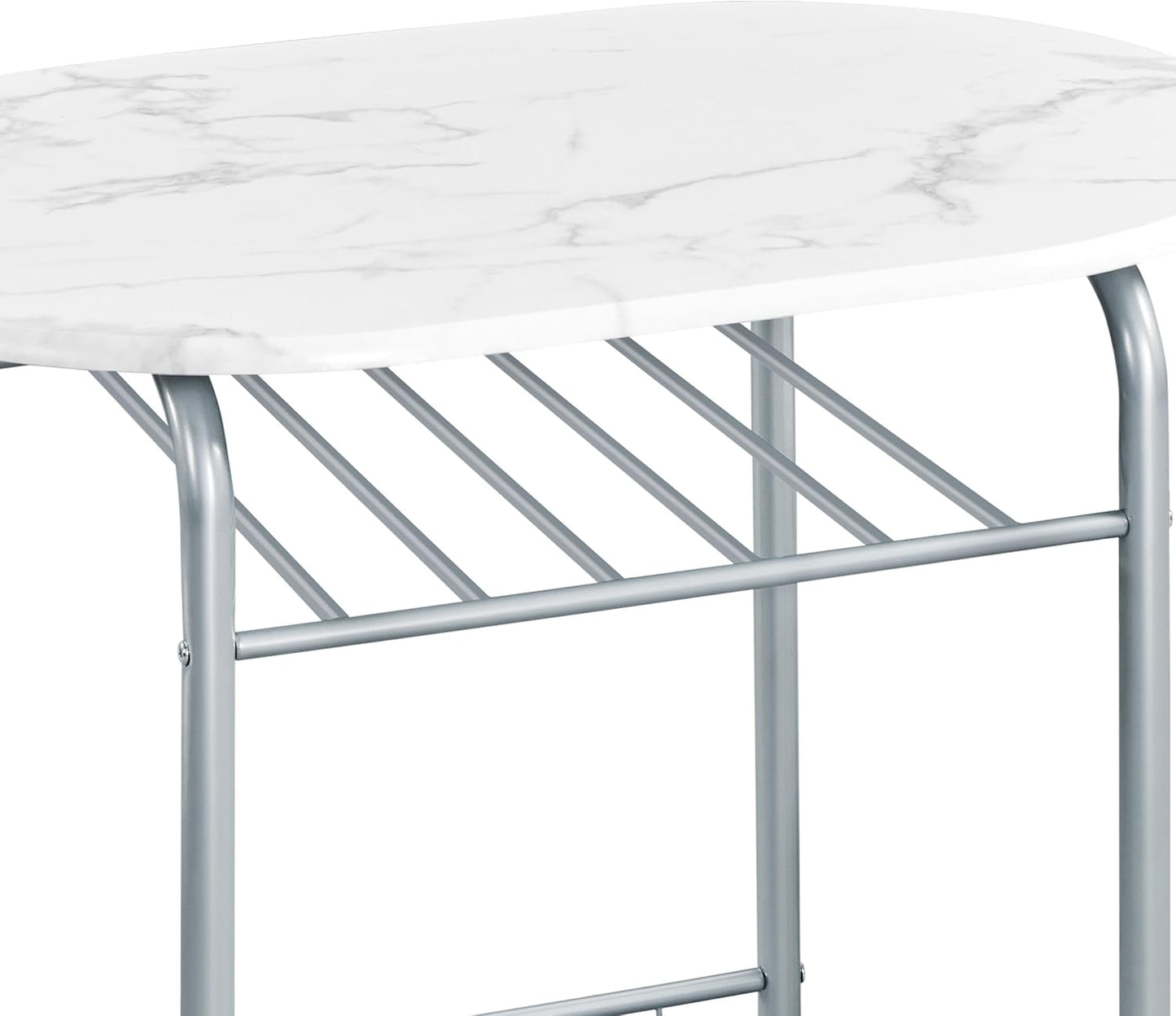 Yaheetech 3-Piece Dining Table Set, Breakfast Bistro Table Set for 2, Small Kitchen and Table Chairs Set of 2 with Metal Frame and Storage Rack for Small Space/Apartment/Dorm Room, White