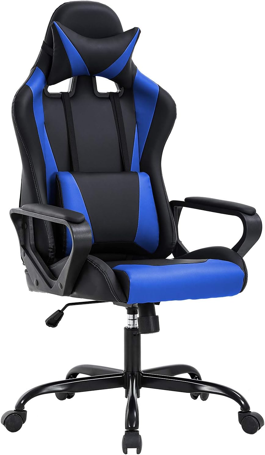 BestOffice High-Back Gaming Chair PC Office Chair Computer Racing Chair PU Desk Task Chair Ergonomic Executive Swivel Rolling Chair with Lumbar Support for Back Pain Women, Men,Blue