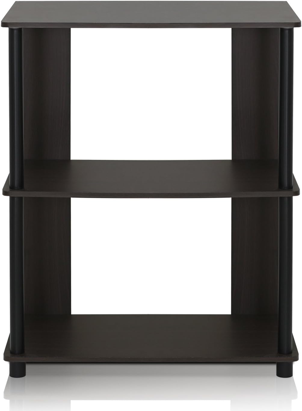 Furinno JAYA Simple Design 3-Tier Bookcase / Bookshelf / Display Rack, Plastic Tubes, Walnut