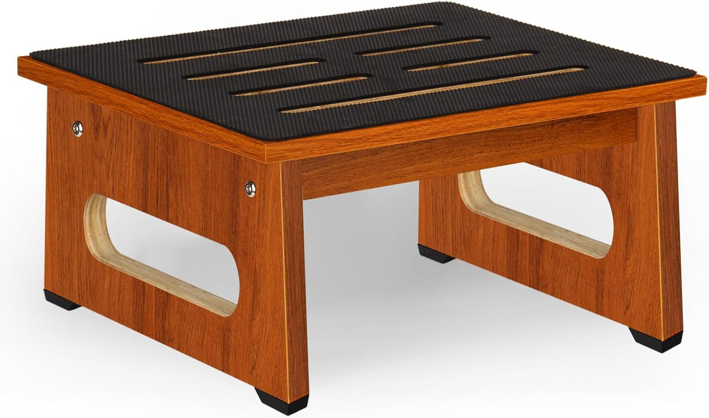 Wooden Step Stool with Non-Slip Rubber Feet Step, Heavy Duty Platform Stepping Stools with 450 LBS Capacity for Bedroom Kitchen Bathroom, Bed Steps for High Beds, Bedside Support