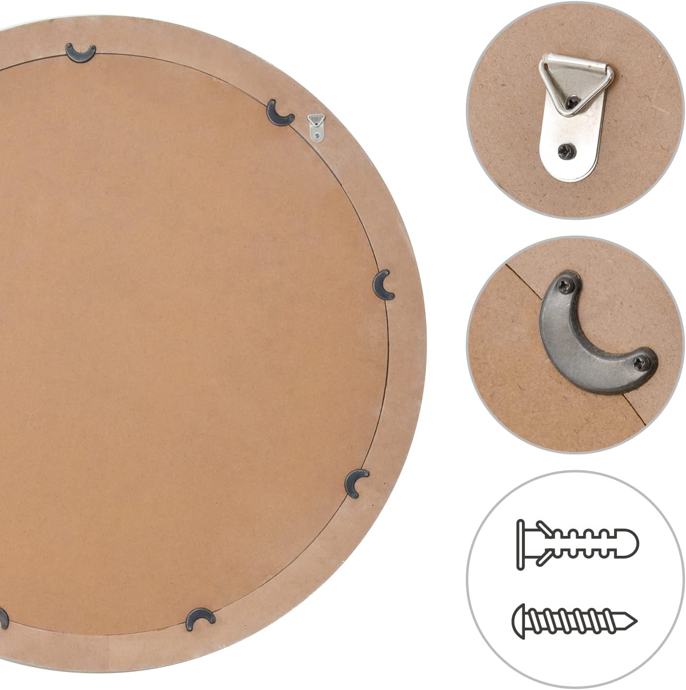 sawsile Wood Circle Mirror,Rustic Farmhouse Wall Mirror 28 inch Round Morden Decoration Wood Large Mirror White Accent Mirror for Bedroom,Living Room