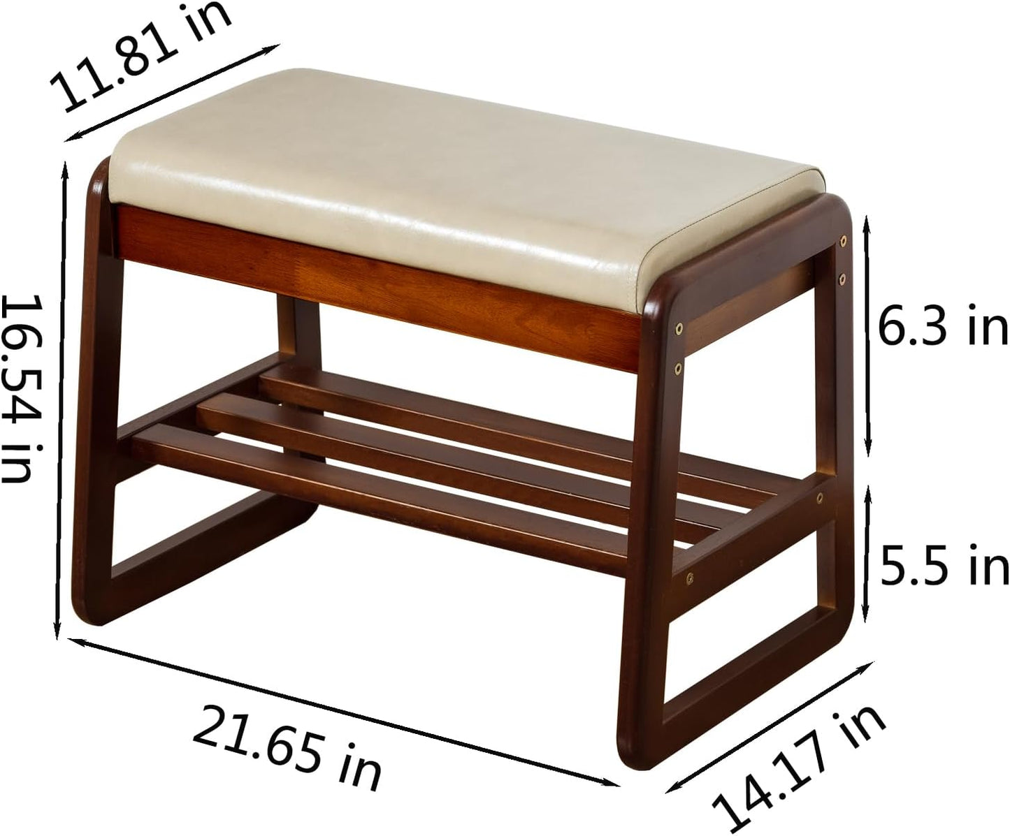 Solid Wood Shoe Bench, 2-Tier Entryway Bench with Cushion and Flip-Open Storage Box, Mid-Century Modern Shoe Bench Rack for Hallway, Mudroom(Gray, 21.65'')