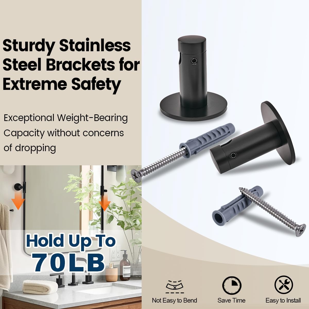 MOON MIRROR 30" x 22" Matte Black Rectangle Bathroom Mirror, Tilting Rounded Rectangular Metal Framed Pivot Wall Mirror, Hangs Horizontally Only(Overall 33.75" x 22")