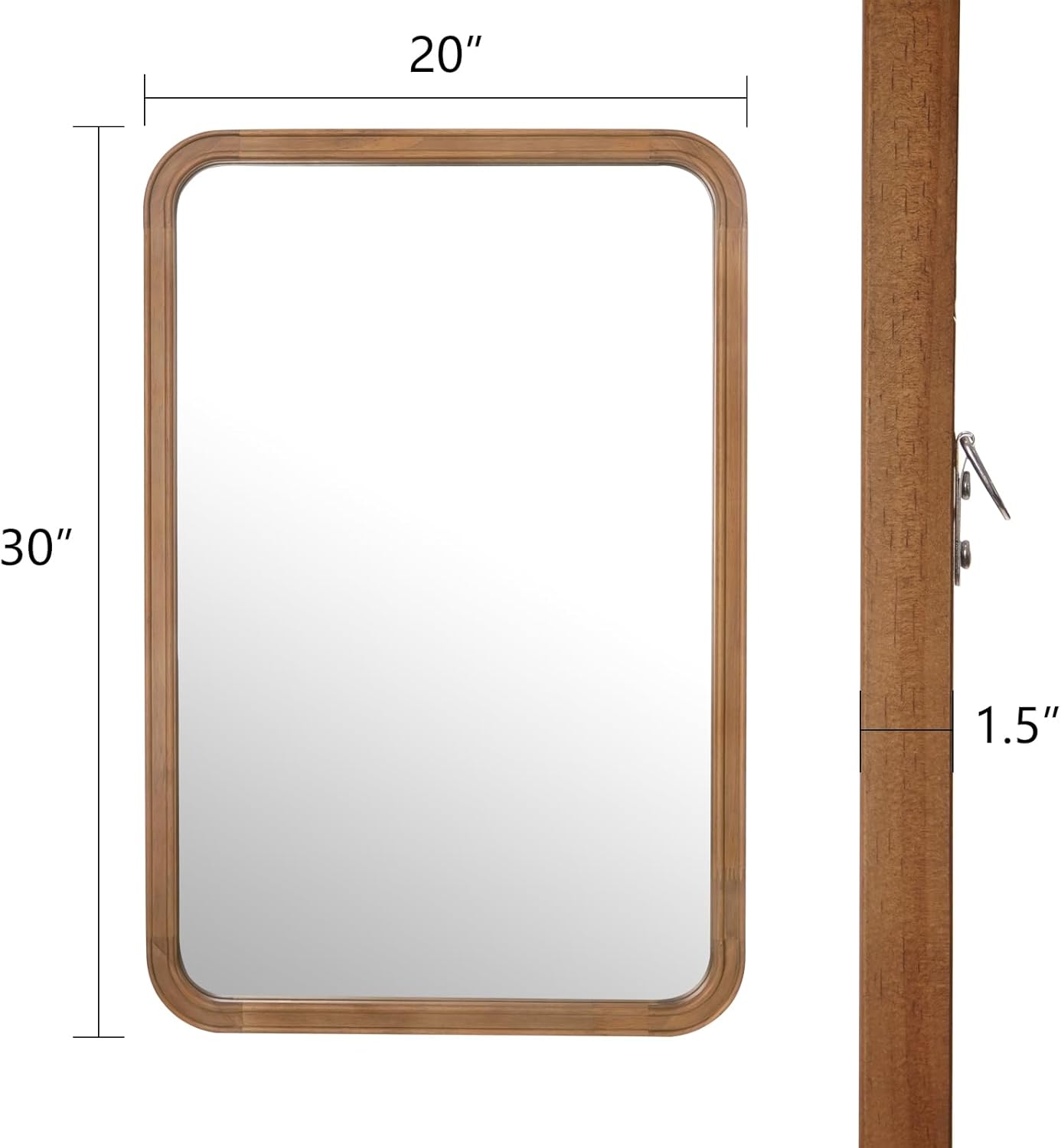 WallBeyond Wood Bathroom Mirror for Wall 20x30 Inch Wooden Frame Rectangle Mirror for Farmhouse Bathroom Vanity Wall Mounted Decorative Mirror (Horizontal/Vertical)