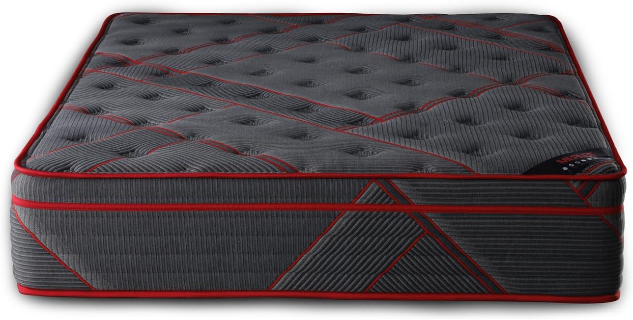 Ottomanson Queen 13" Luxury Black Eurotop Mattress - Medium-Firm Hybrid Comfort - Made in USA - Premium Quilted Cover - Fiberglass-Free - Bed in a Box