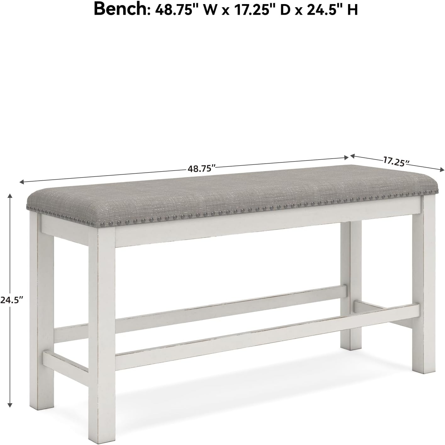 Signature Design by Ashley Robbinsdale 49" Counter Height Dining Bench, Antique White