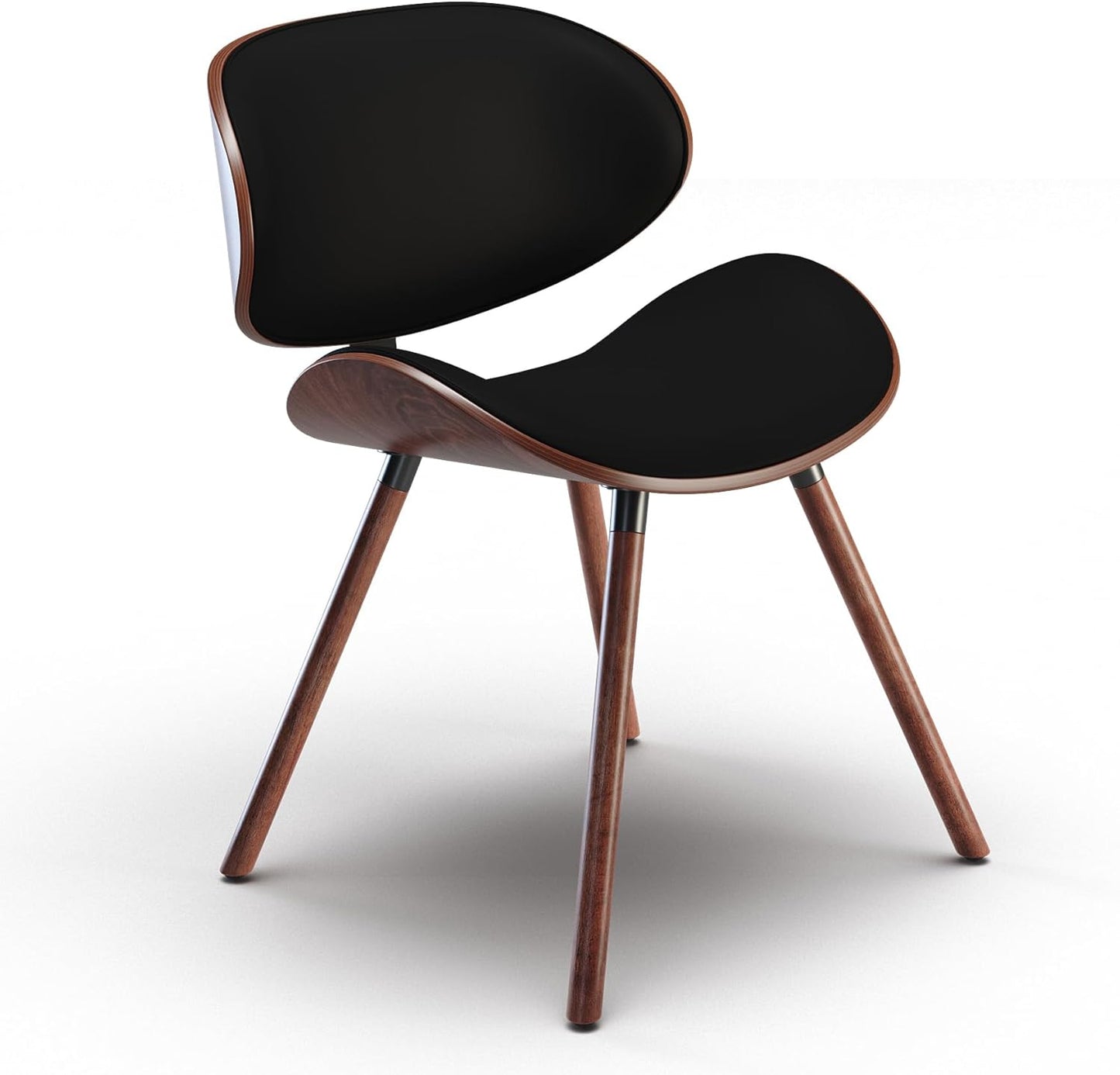 SIMPLIHOME Marana/Watkins 5-Piece Dining Set, 66 inch Wide Solid Mango Wood Table and 6 Upholstered Bentwood Chairs in Black, Mid-Century Modern Style for Dining Room with Curved Back (Set of 5)