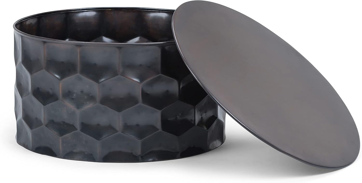 SIMPLIHOME Whitney Industrial 31 inch Wide Metal Storage Coffee Table in Antique Bronze, Fully Assembled for the Living Room and Bedroom