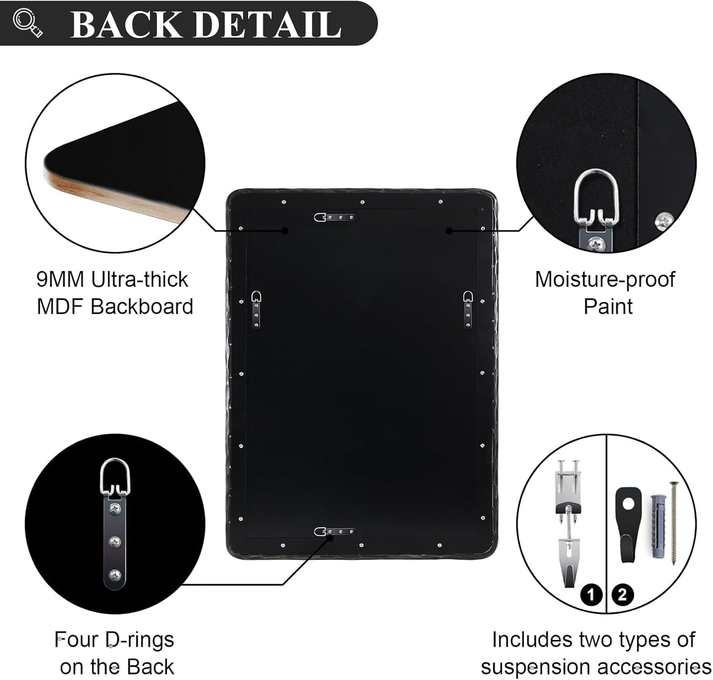 ANDY STAR Hand-Forged Black Bathroom Mirrors for Wall, 22x30 Inch Vintage Solid Steel Metal Frame Bathroom Vanity Mirror, Antique Rounded Rectangle Wall Mirror, Hangs Horizontally or Vertically