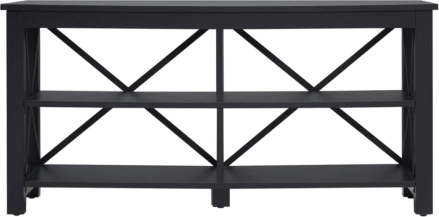 Henn&Hart Rectangular TV Stand for TV's up to 55" in Black, TV Stands for the Living Room