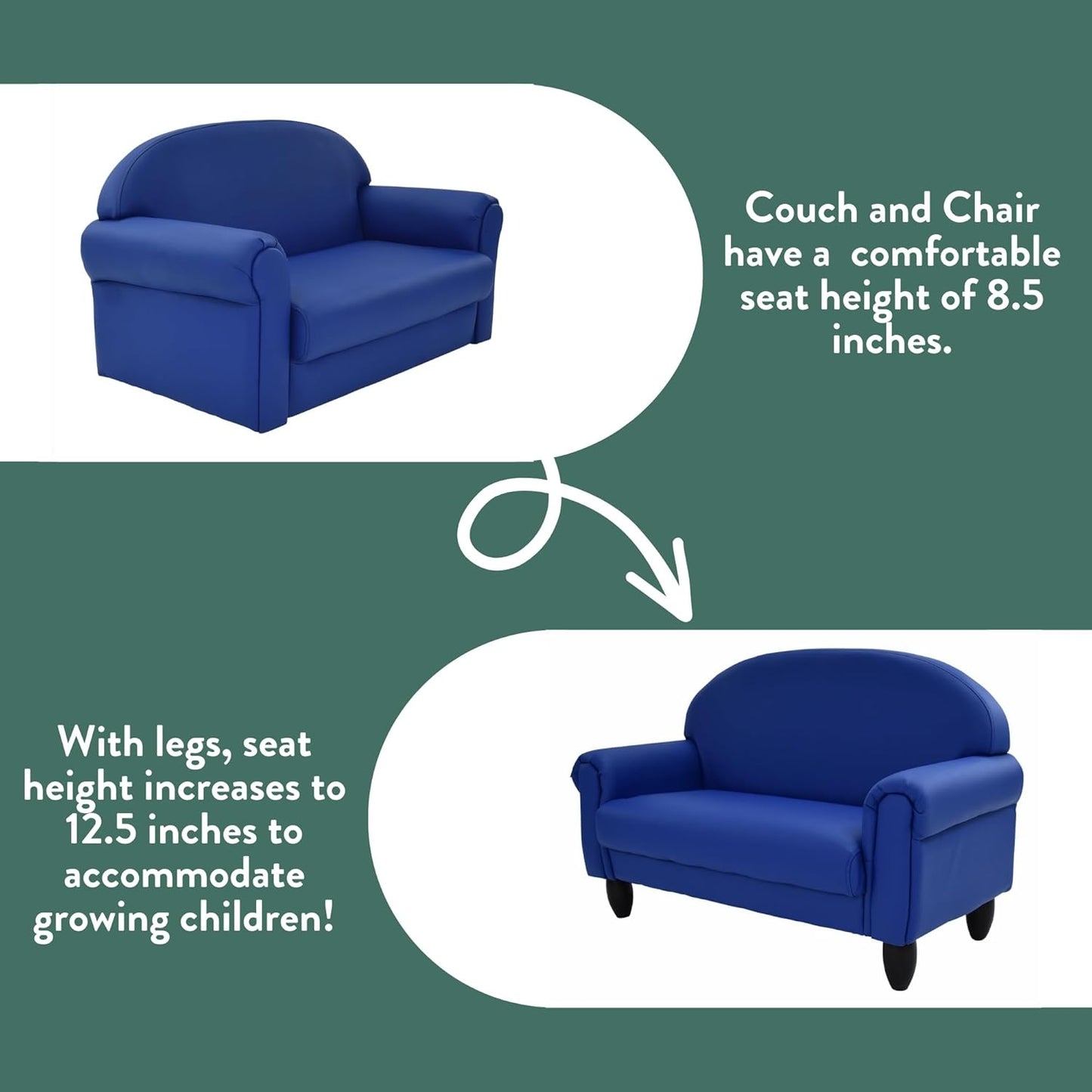 Children's Factory As We Grow Toddler Sofa, Flexible Seating for Daycare or Preschool, Kids Reading Couch, Playroom Furniture, Deep Water