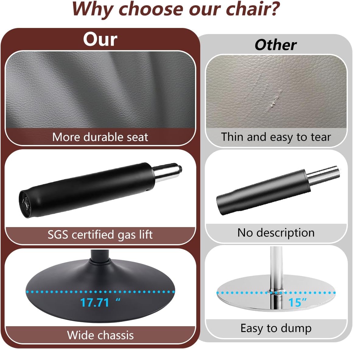 Kidol & Shellder Bar Stools Set of 2 Adjustable Swivel Gray, PU Leather Upholstered with Back, Modern Counter Height Stools for Kitchen Island, Home Bar