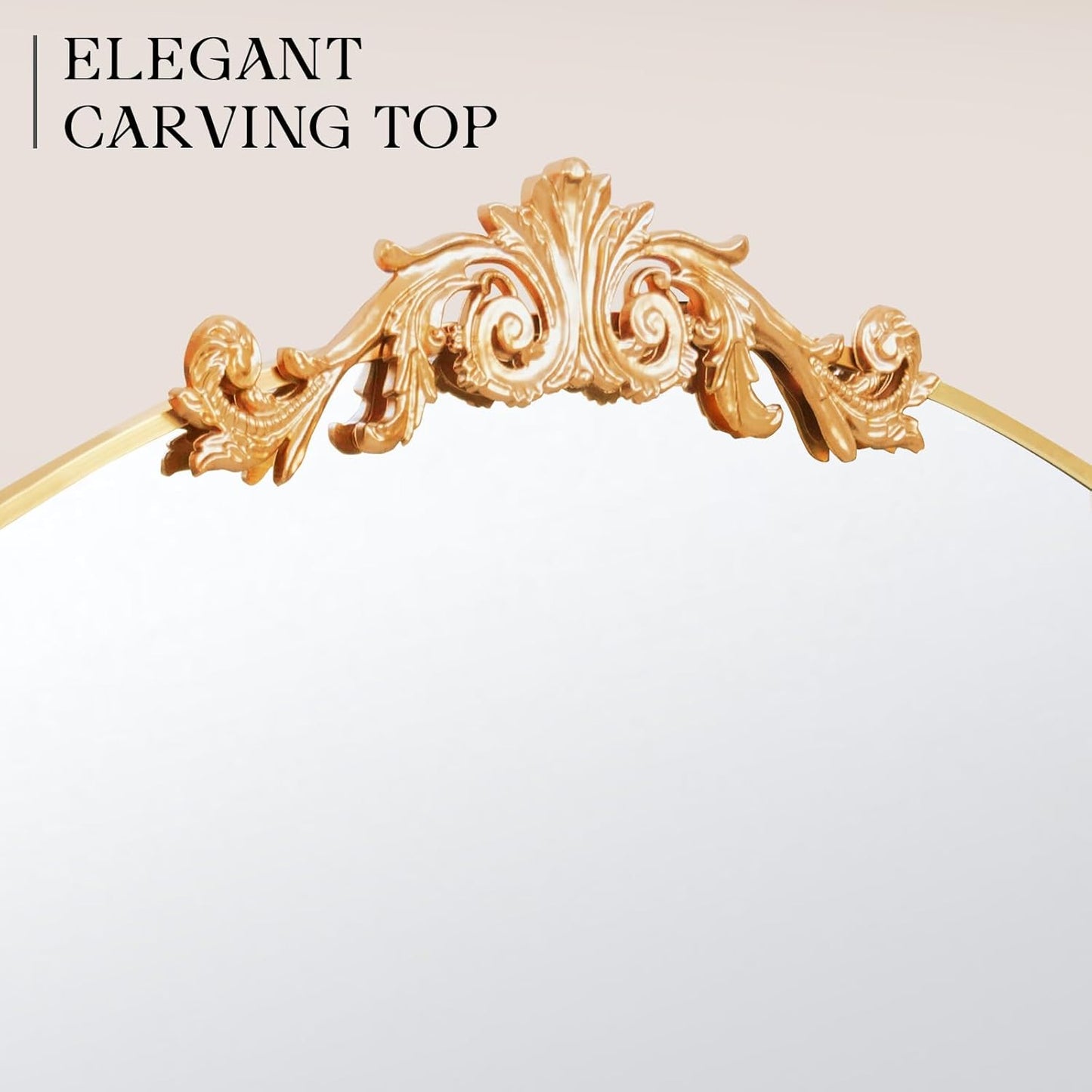 MISSDAY Vintage Gold Baroque Mirror for Wall, 36"X30" Arched Antique Wall Mirror with Elegant Carving Top, Full Metal Frame Wall-Mounted Mirror for Bathroom, Living Room, Fireplace, Entryway, Hallway