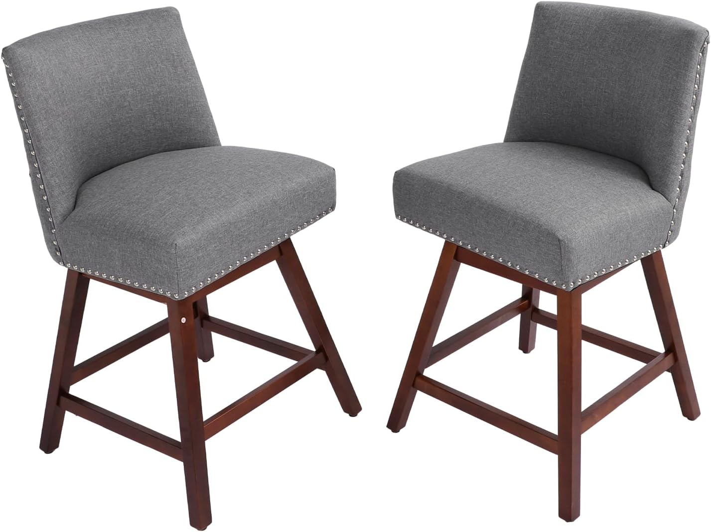 Counter Height Barstools Set of 2,360° Swivel Bar Stools with Back,26 inch Modern Counter barstools,Upholstered Bar Tall Stools for Kitchen Counter,Kitchen Island,Bar, Home (Dark Gray, SET OF 2)