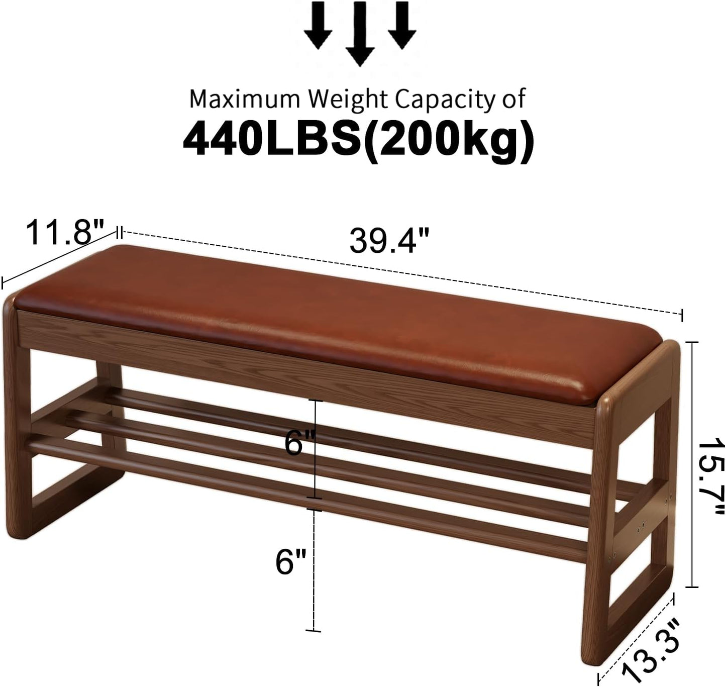 Shoe Rack Bench with Leather Cushion,2 Tiers Shoe Bench with Flip-Top Storage,Wood Shoe Rackh for Entryway,Hallway（Orange,39.3"）