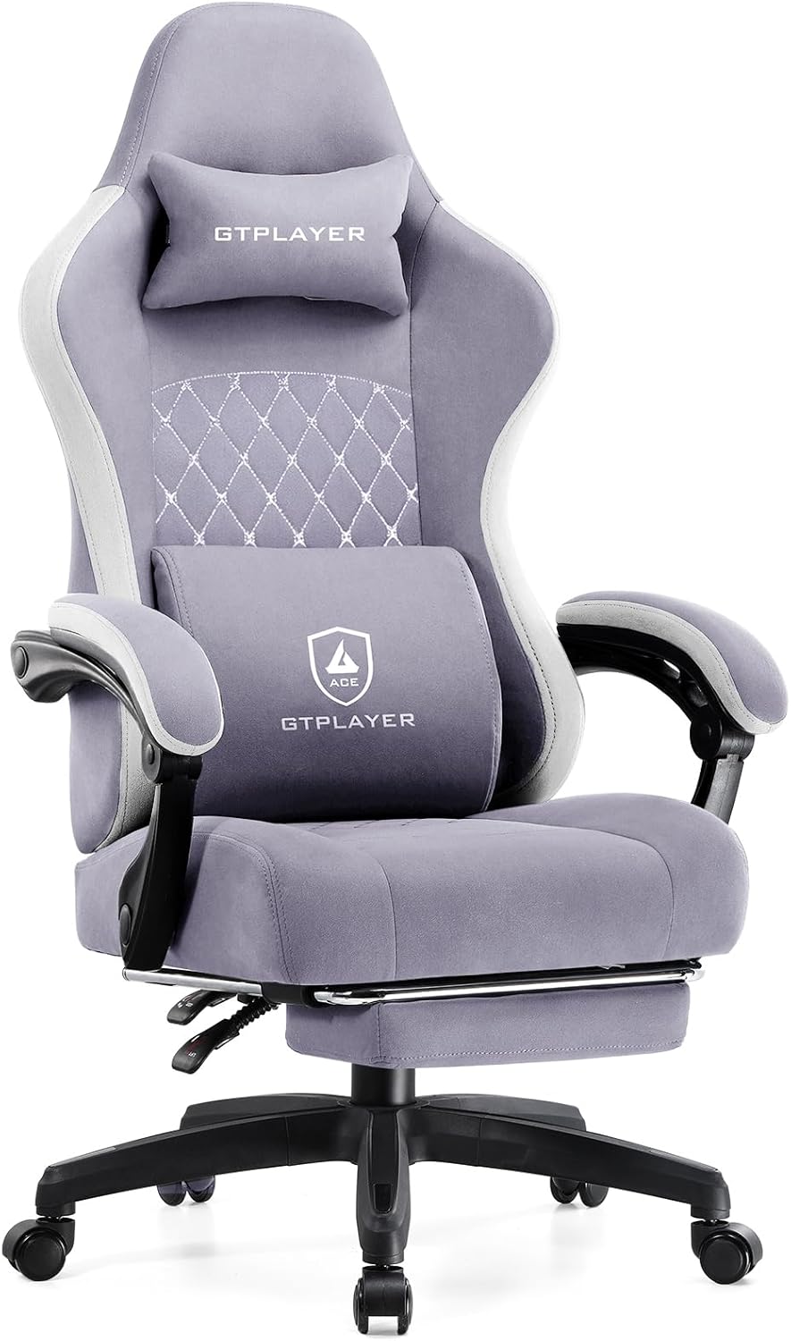 GTPLAYER Office Chair, Gaming Computer Desk Fabric Chair with Footrest, High Back Ergonomic Office Chair with Pocket Spring Lumbar Support and Linkage Armrests Adjustable Height Swivel for Home Task