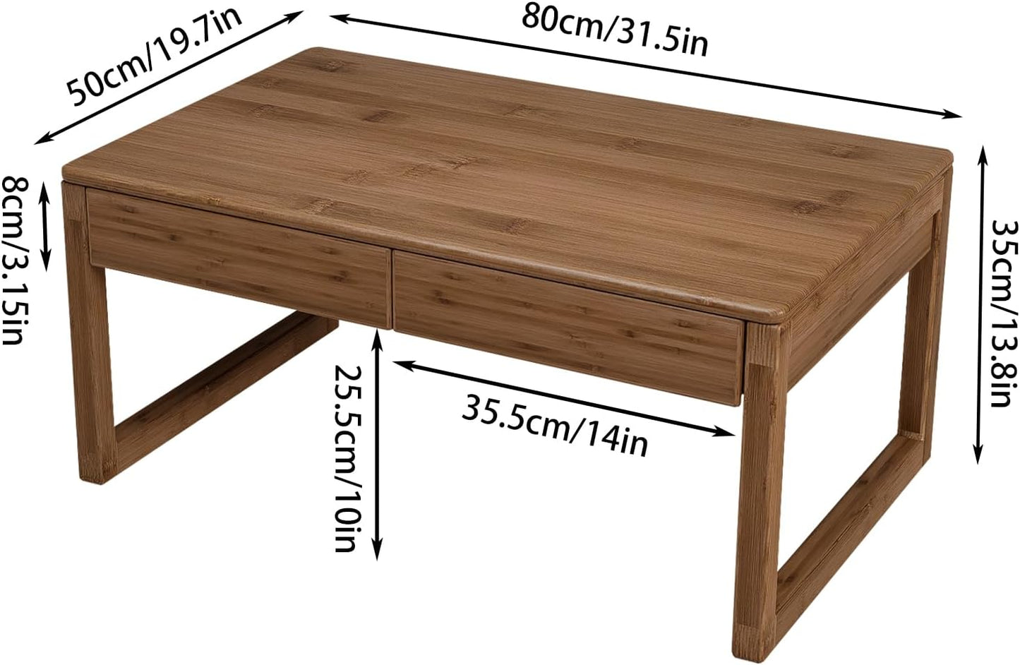 Japanese Floor Coffee Table,Bamboo Low Table,Japanese Tea Table for Sitting Tatami Meditation Living Room Home Office(Brown)