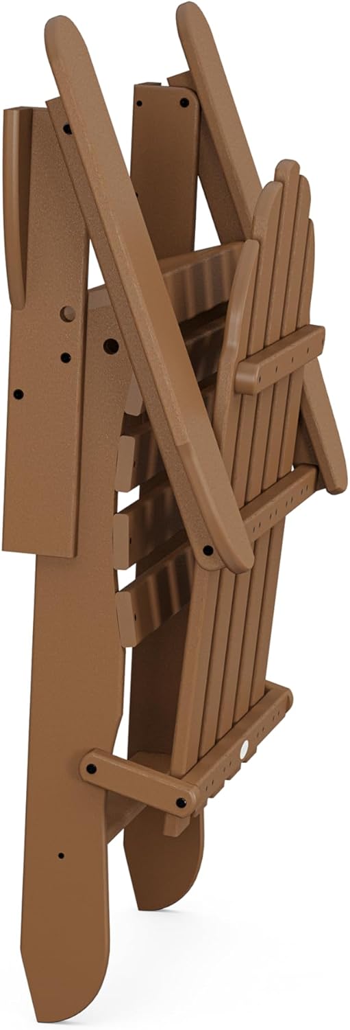 POLYWOOD AD5030TE Classic Folding Adirondack Chair, Height: 35.00" - Width: 29" - Depth: 35.00", Teak
