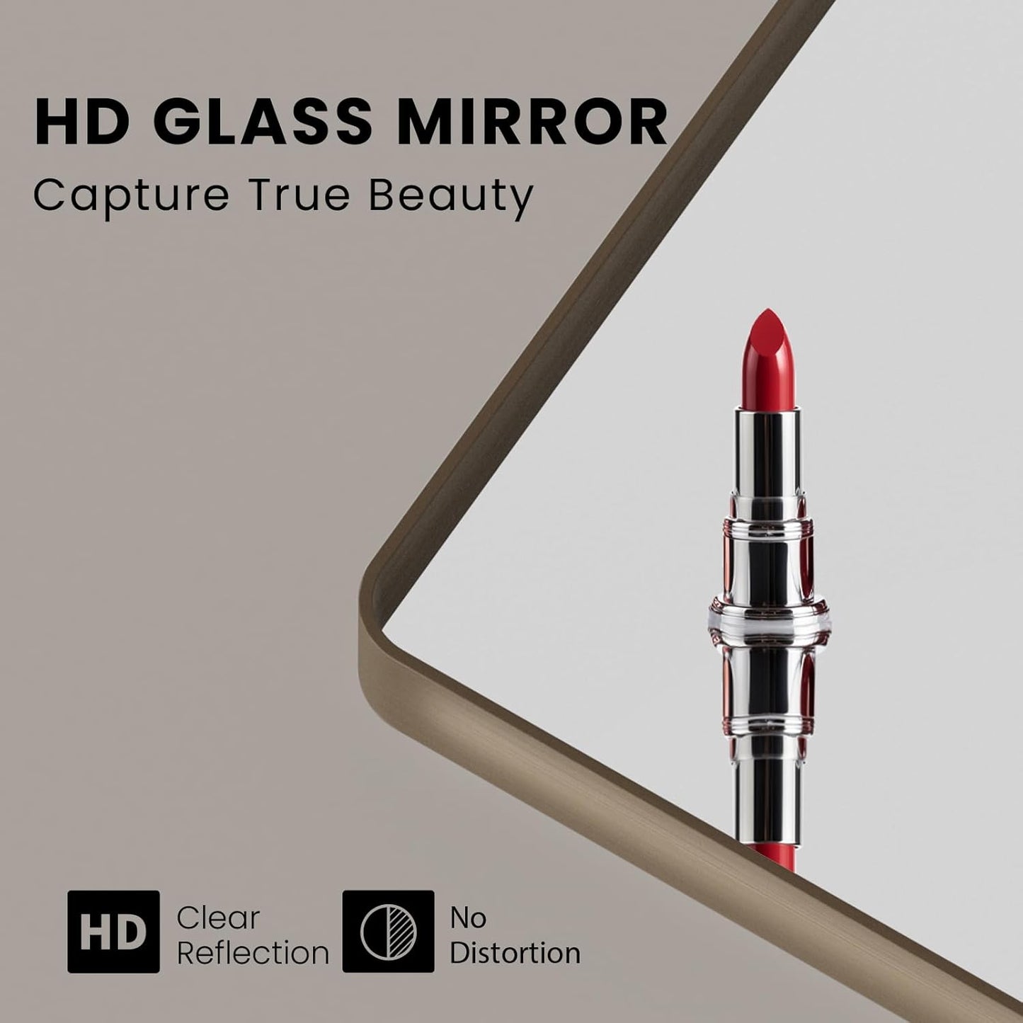 Bronze Bathroom Mirror 72x36 Inch, Brushed Bronze Metal Frame Mirror for Wall, Rounded Rectangle Bathroom Vanity Mirror with Tempered Glass, Anti-Rust, Horizontal/Vertical