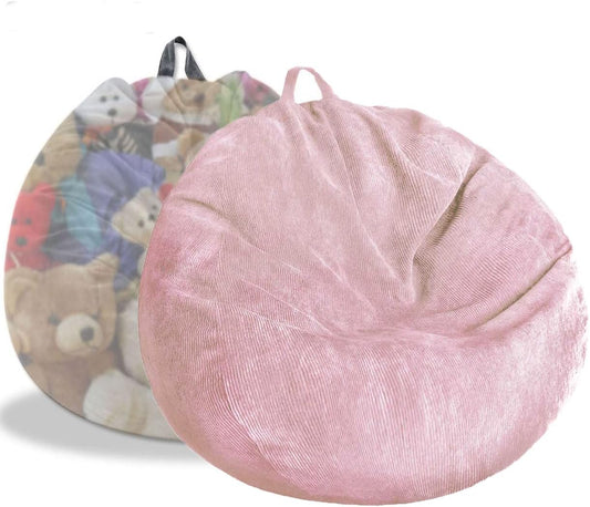 Stuffed Animal Storage Bean Bag Cover Pets Dogs/Cats Lazy Beds. Washable Ultra Soft Corduroy Stuffed for Organizing Plush Toys or Textile, Sack Bean Bag