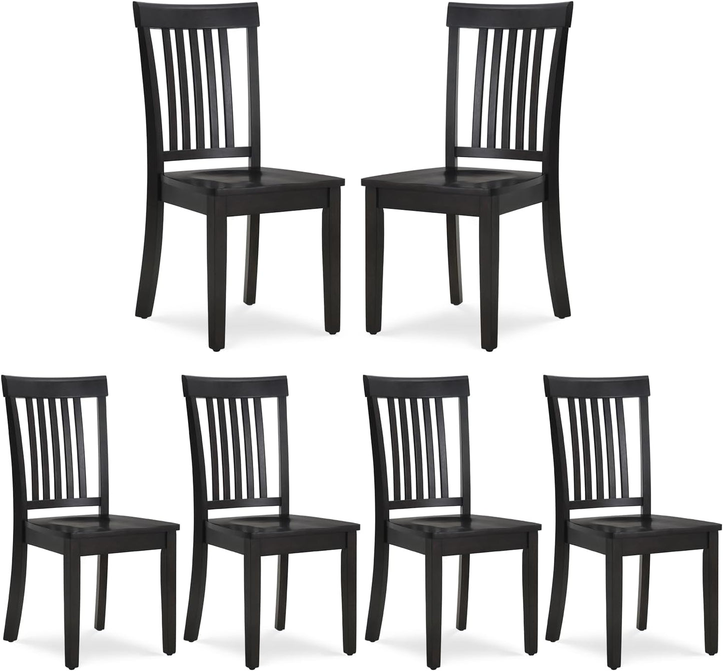 COLAMY Wooden Dining Chairs Set of 6, Spindle High Back Windsor Kitchen Side Chair, Farmhouse Dining Chairs for Kitchen and Dining Room, Dark Brown