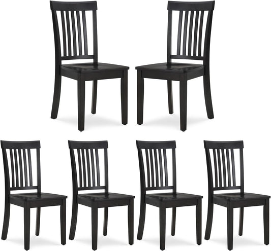 COLAMY Wooden Dining Chairs Set of 6, Spindle High Back Windsor Kitchen Side Chair, Farmhouse Dining Chairs for Kitchen and Dining Room, Dark Brown