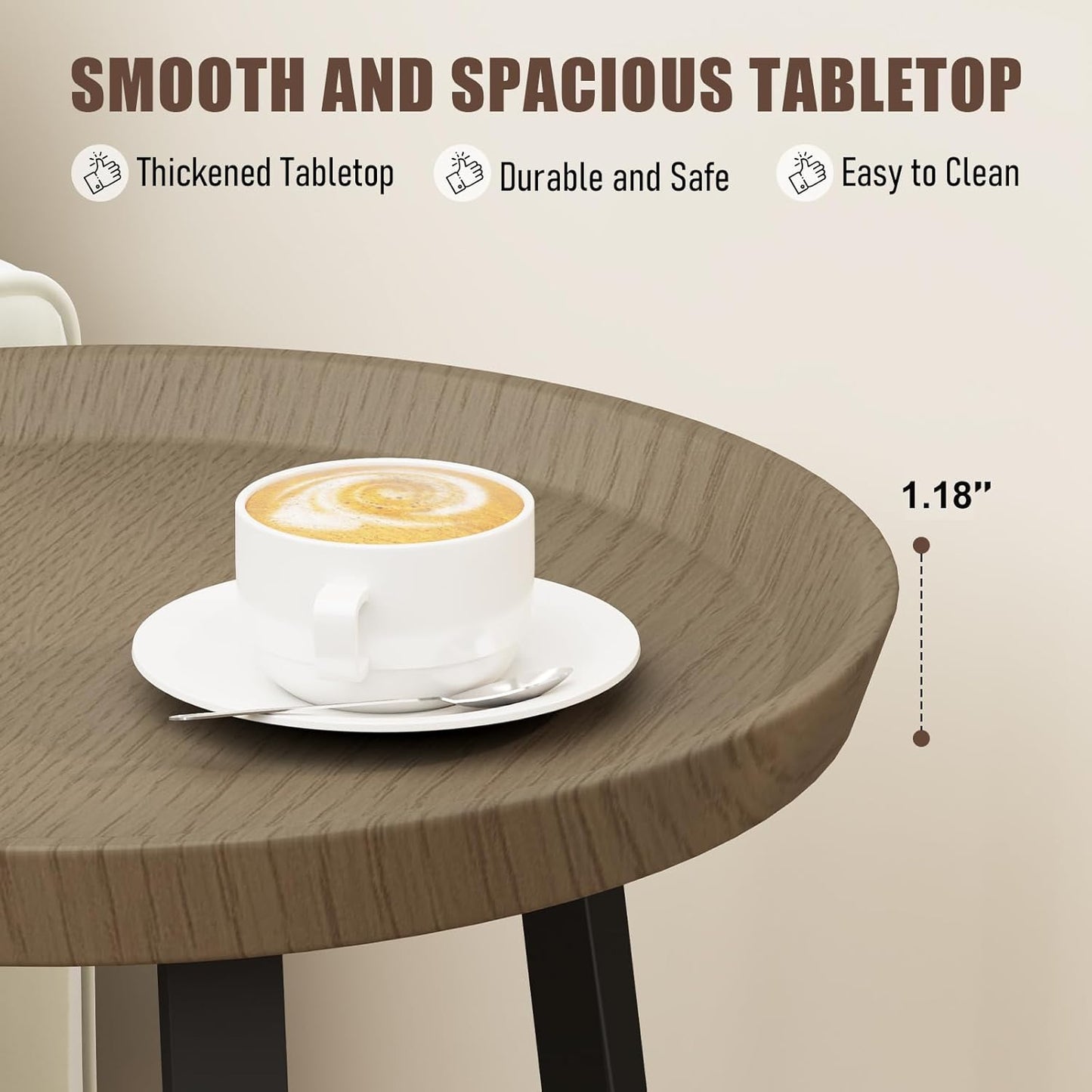 Gadroad Round End Table with Charging Station, USB Ports, Wood Tabletop & Black Metal Frame, 2-Tier Side Table for Living Room, Bedroom, Walnut Color 15.7 * 15.7 * 23.0inches