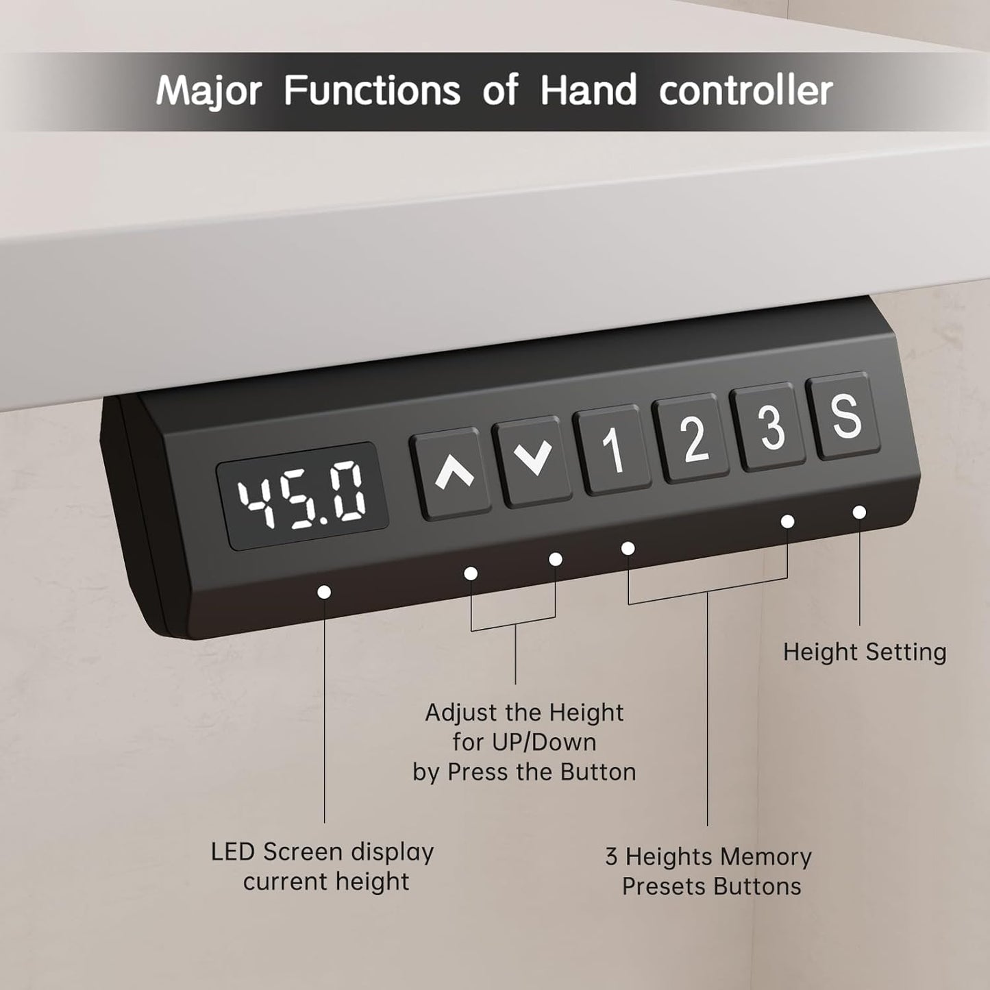 Dual Motor Standing Desk Frame, Electric Adjustable Legs with Memory Presets, Stand Up Desk Frame Workstation, with Cable Management Tray, Headphone Hook, Caster Wheels, for Home Office