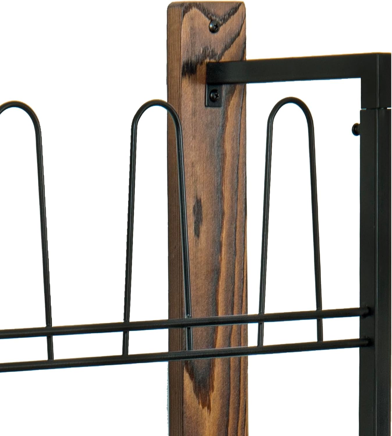 MyGift Premium Black Metal Hanging Wall Shoe Rack for Walk in Closet, Mudroom and Entryway, Wall Mounted Space Saving Boot and Shoe Rack Organizer, Holds 9 Pairs (Solid Wood, 9 Pairs)