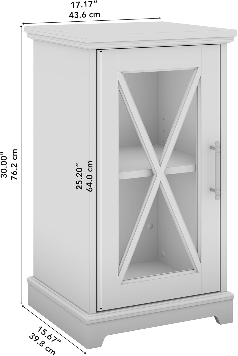 Bush Furniture Lennox Small Farmhouse End Table with Storage in Linen White Oak | Living Room Organization