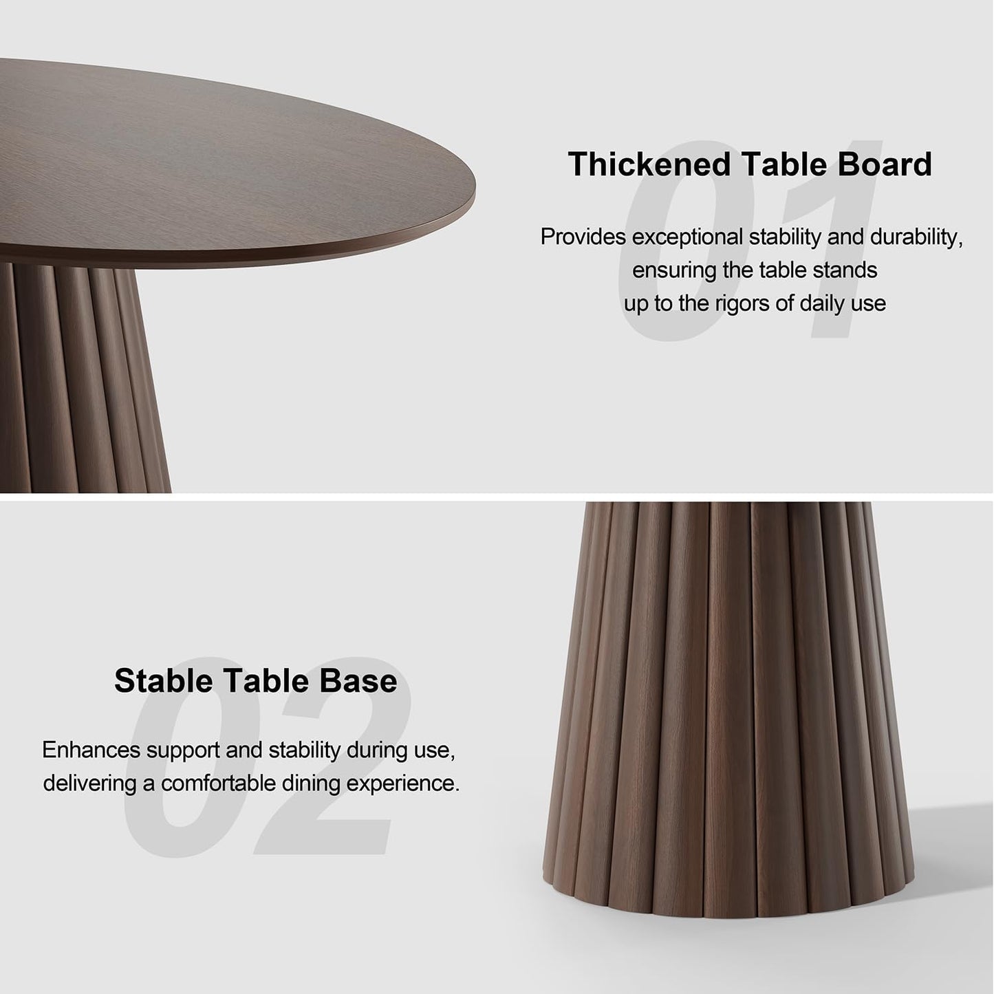 Casaphoria 67" Oval Dining Table, Modern Wood Kitchen Table with Cone Shaped Strip Convex Base for Living Room & Dining Room, Easy Assembly Farmhouse Furniture for 4-6, Walnut