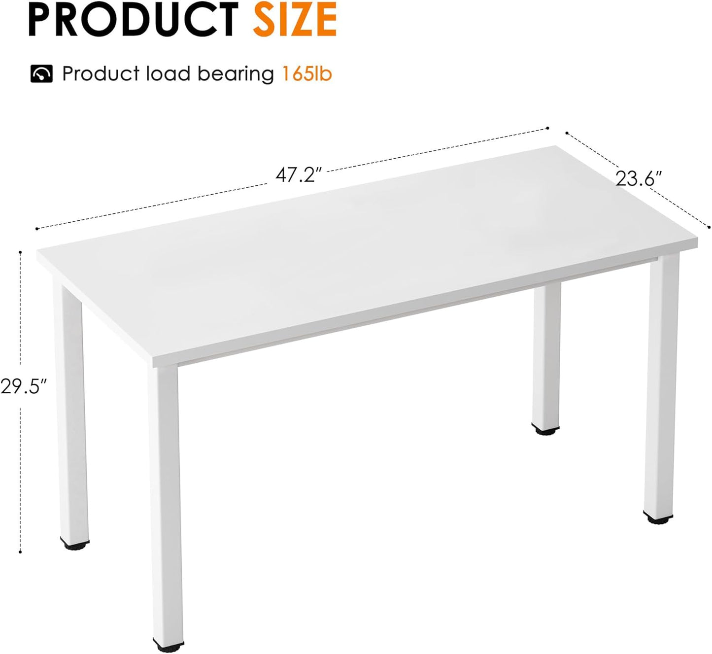 Need Computer Desk, 47 inch Home Office Desk, Modern Simple Style Home Office Gaming Desk, Basic Writing Table for Study Student, White